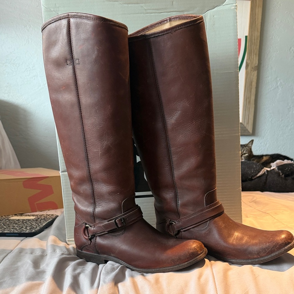 Frye Black Leather Riding Boots